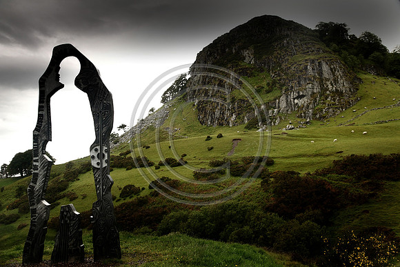 Loudoun Hill, Ayrshire with Pride of Scotland Monumnet in the foreground celebrating William Wallace