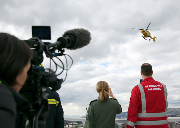 First Helicopter lands on New South Glasgow Hospital's Helipad.