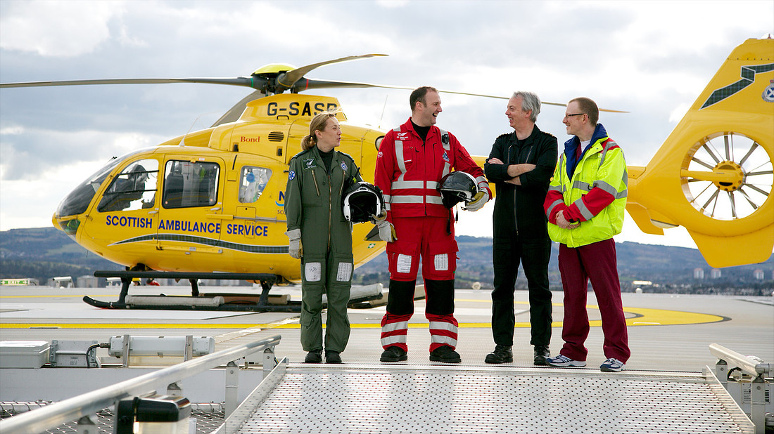 First Helicopter lands on New South Glasgow Hospital's Helipad.