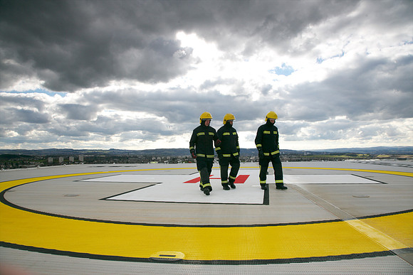 First Helicopter lands on New South Glasgow Hospital's Helipad.