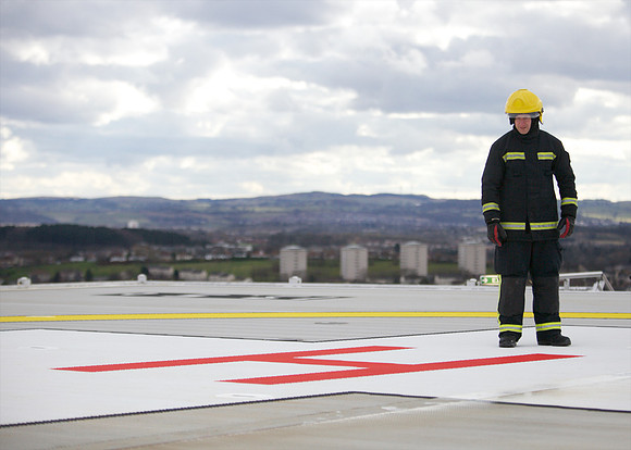 First Helicopter lands on New South Glasgow Hospital's Helipad.