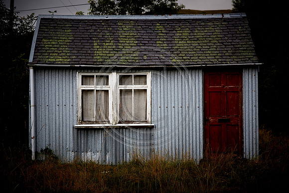 Lone shed - corrugated metal - Scotland.